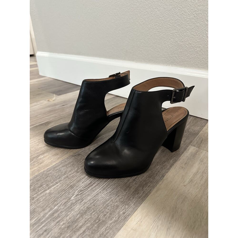 Vionic Lacey Black Leather Ankle Strap Booties Womens 7 EU 38 Arch Support - Picture 3 of 7